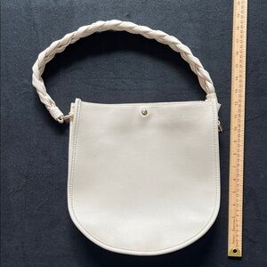 Ah Dorned Cream Shoulder Bag with Braided Handle Vegan